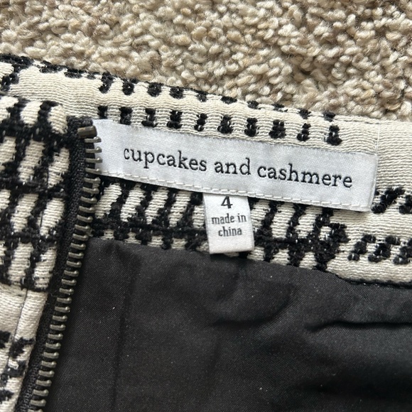 Cupcakes & Cashmere plaid mini skirt zip up black and white houndstooth pattern - Picture 6 of 13